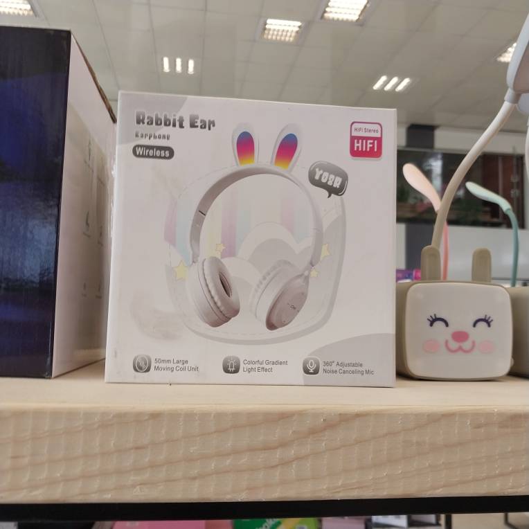 هدفون بلوتوثی دخترانه طرح خرگوشی ASHATA - اتصال بی‌سیم و سیمی، دارای چراغ LED