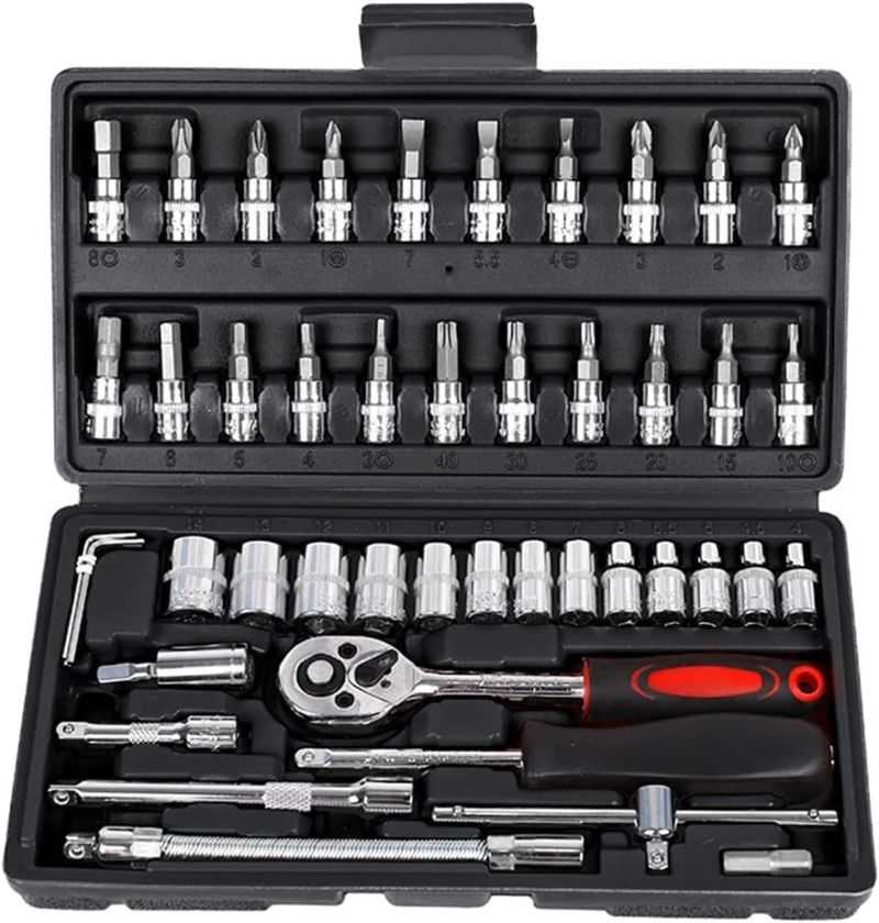 ست آچار بکس 46 پارچه خودرو مدل Ratchet Socket Set | مجموعه ابزار تعمیرات خودرو و موتور