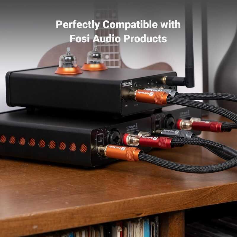 کابل 2RCA به 2RCA فوسی آدیو مدل 1.2 متر | کابل استریو طلایی ضد نویز برای آمپلی‌فایر