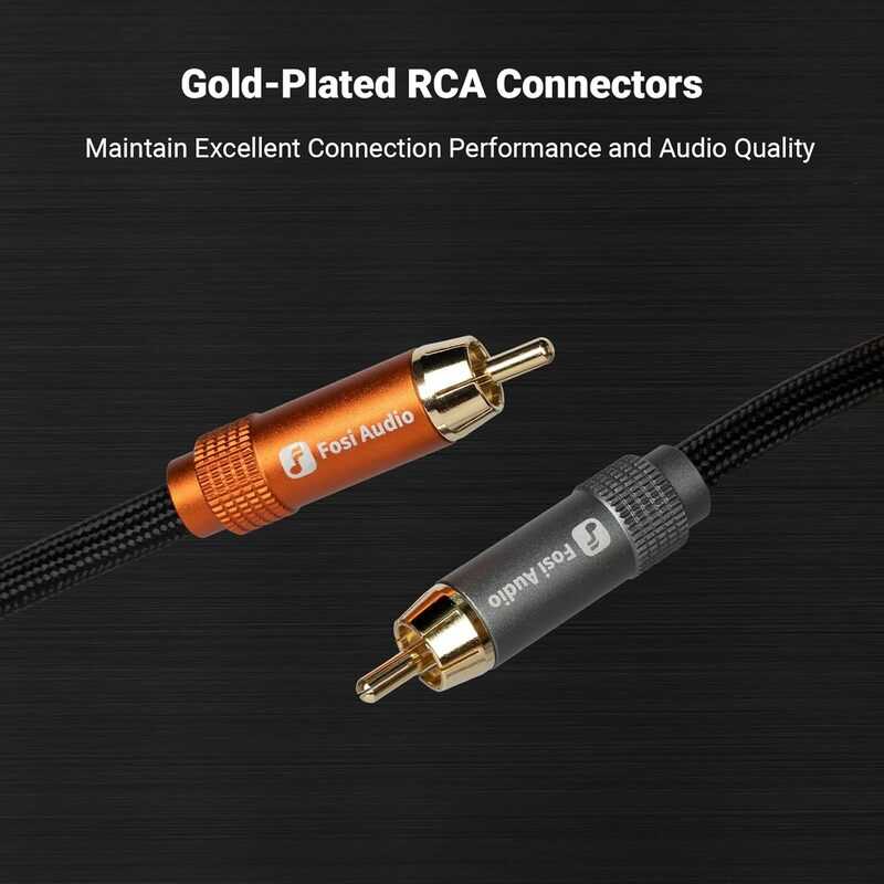 کابل 2RCA به 2RCA فوسی آدیو مدل 1.2 متر | کابل استریو طلایی ضد نویز برای آمپلی‌فایر