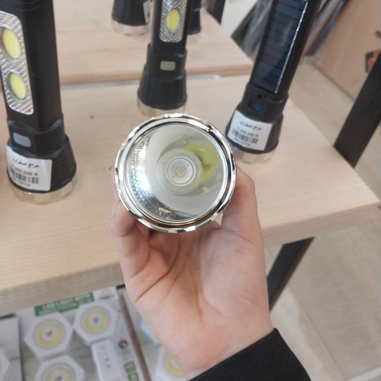 چراغ قوه اضطراری خورشیدی LED لیتیومی 839 | شارژی USB Type-C با پنل سولار و حالت SOS برای کمپینگ و کوهنوردی