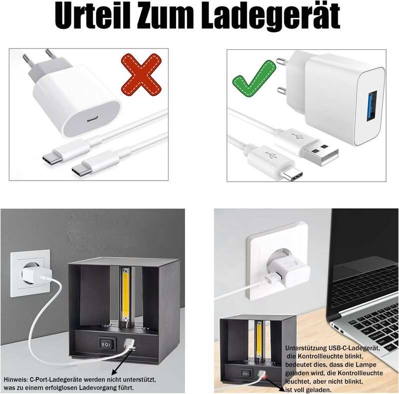 چراغ دیواری شارژی سنفای SENFAY با سنسور حرکتی | LED 6 وات بی‌سیم USB-C