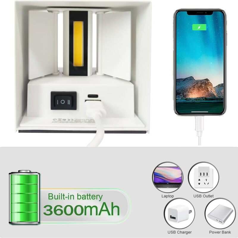 چراغ دیواری شارژی سنفای SENFAY با سنسور حرکتی | LED 6 وات بی‌سیم USB-C