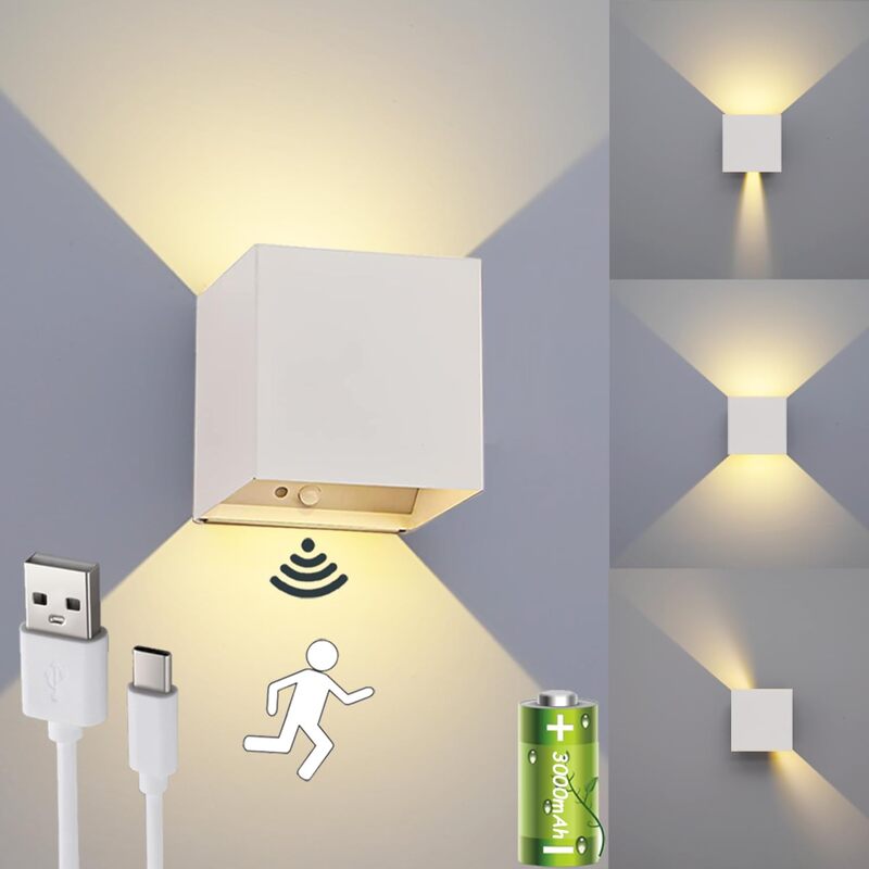 چراغ دیواری شارژی سنفای SENFAY با سنسور حرکتی | LED 6 وات بی‌سیم USB-C
