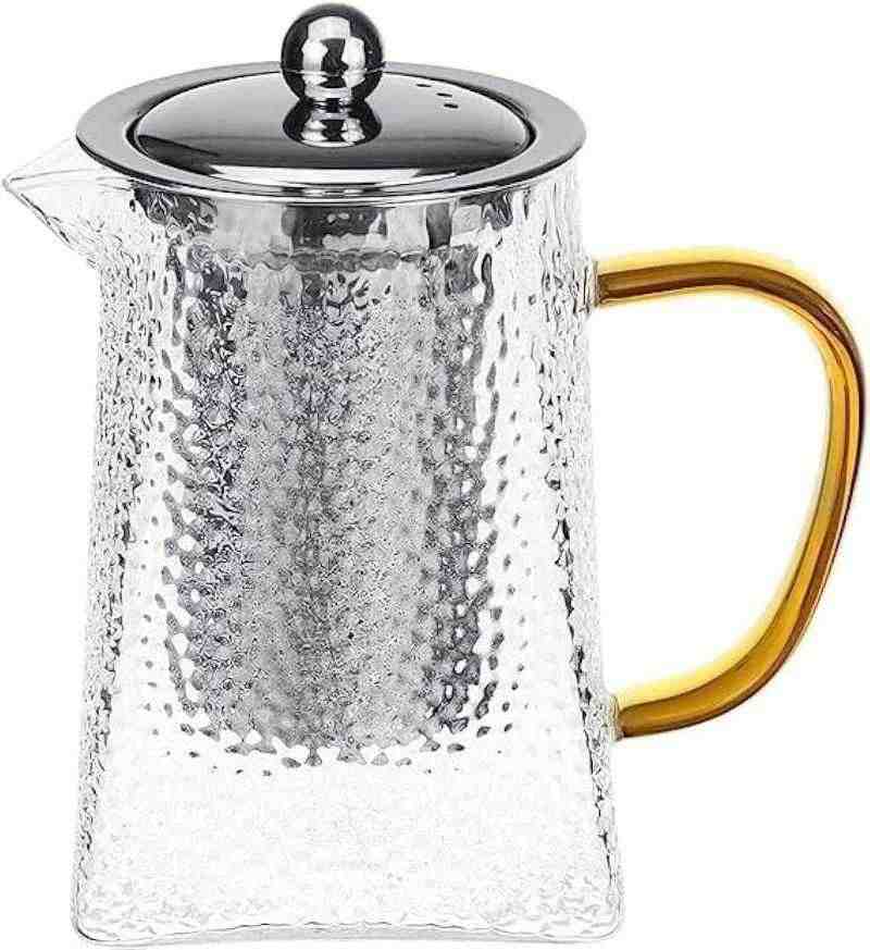 قوری شیشه‌ای پیرکس 950 میلی‌لیتر با فیلتر استیل ضد زنگ