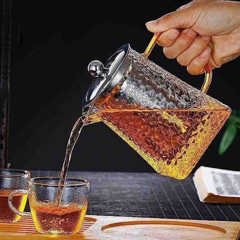 قوری شیشه‌ای پیرکس 950 میلی‌لیتر با فیلتر استیل ضد زنگ