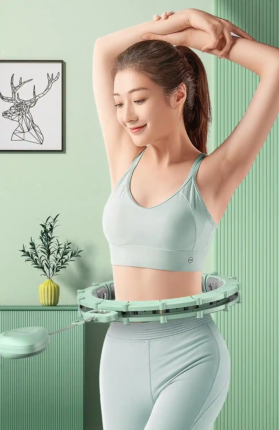 حلقه هولاهوپ هوشمند وزنه‌دار قابل تنظیم فوروبار | حلقه لاغری و تناسب اندام با توپ وزنه‌دار و ماساژور کمر