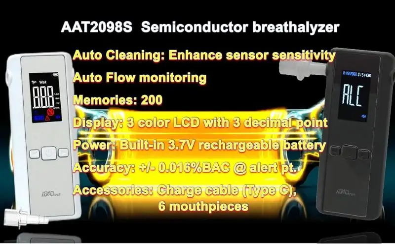 دستگاه تست الکل قابل حمل iBACheck با نمایشگر LCD