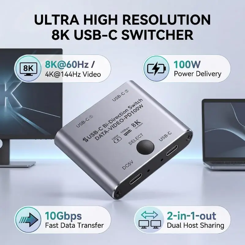 سوییچ KVM دوطرفه USB-C جکتس