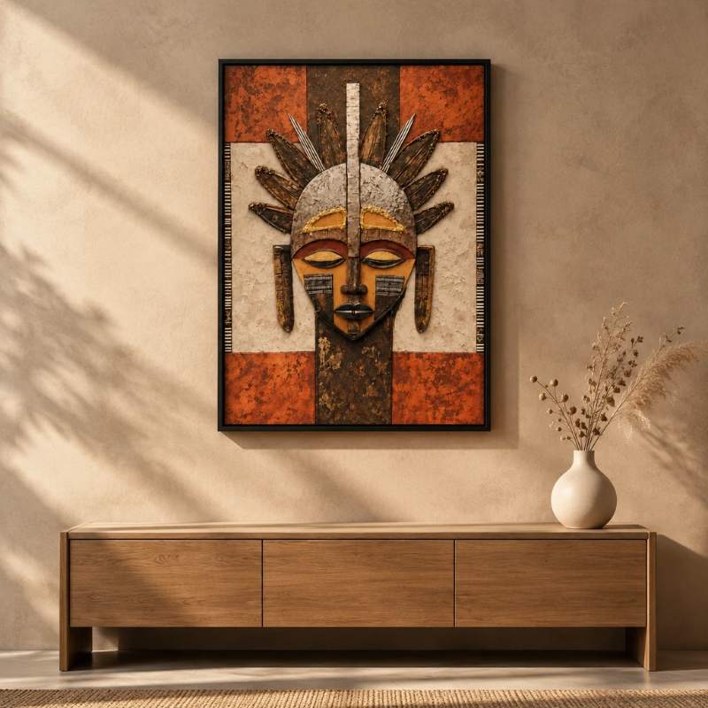 تابلو بوم برجسته آفریقایی محافظ سنت‌ها سایز 40 × 60