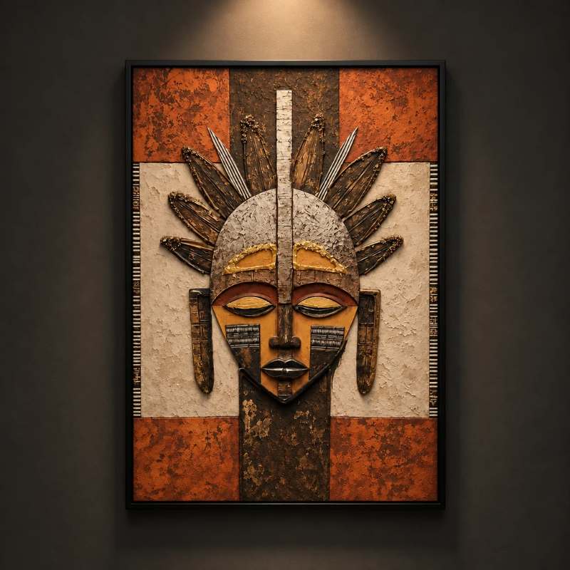 تابلو بوم برجسته آفریقایی محافظ سنت‌ها سایز 40 × 60