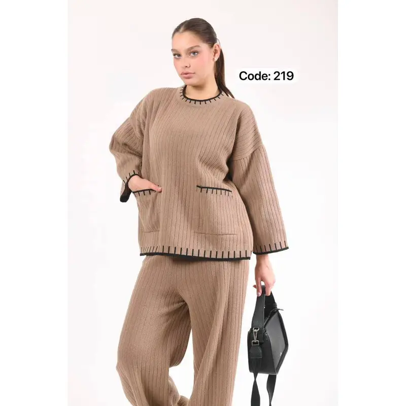 ست بلوز و شلوار بافت دندون موشی Zara