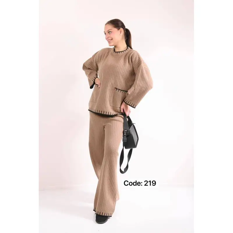ست بلوز و شلوار بافت دندون موشی Zara