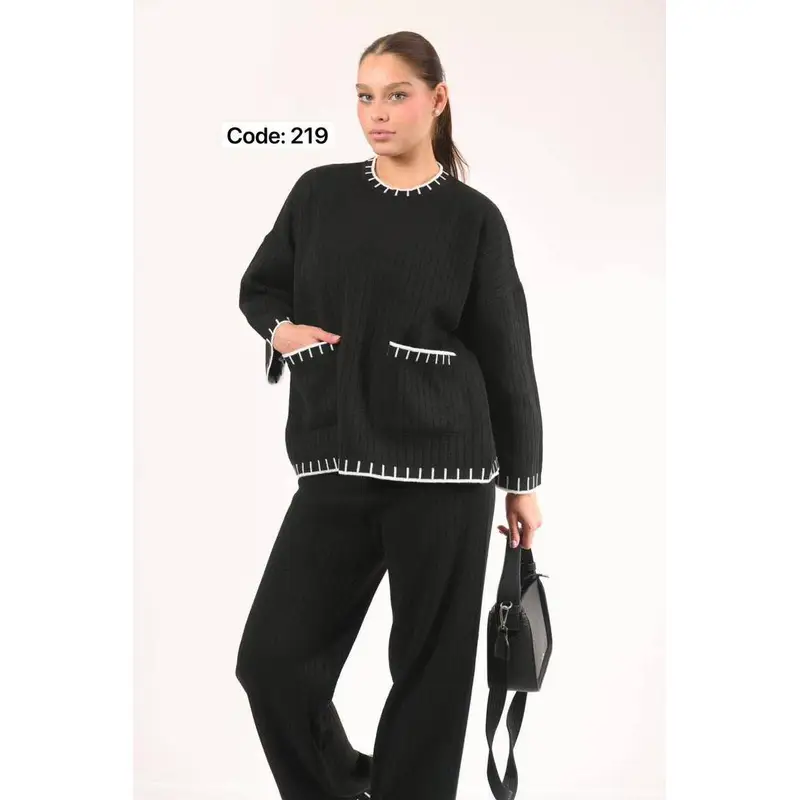 ست بلوز و شلوار بافت دندون موشی Zara