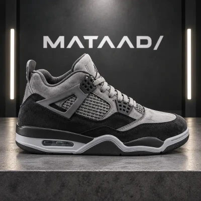 کتونی جردن 4 ساقدار طوسی مشکی Nike Air Jordan 4