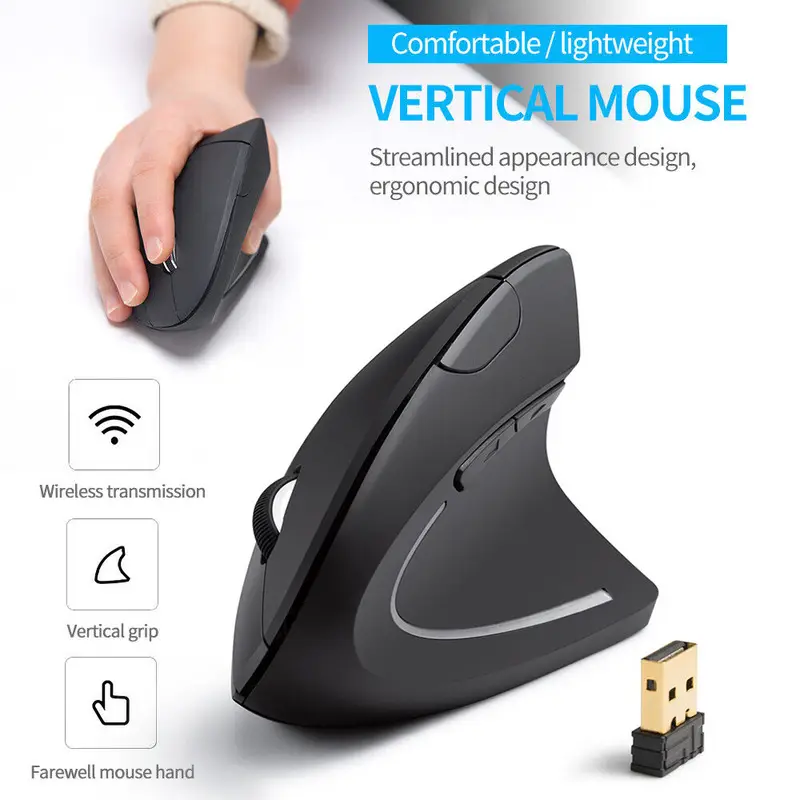 موس بی‌سیم ارگونومیک Optical Ergonomic 2.4GHz USB - مناسب لپ‌تاپ و کامپیوتر | طراحی عمودی برای راحتی دست