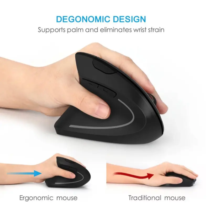 موس بی‌سیم ارگونومیک Optical Ergonomic 2.4GHz USB - مناسب لپ‌تاپ و کامپیوتر | طراحی عمودی برای راحتی دست