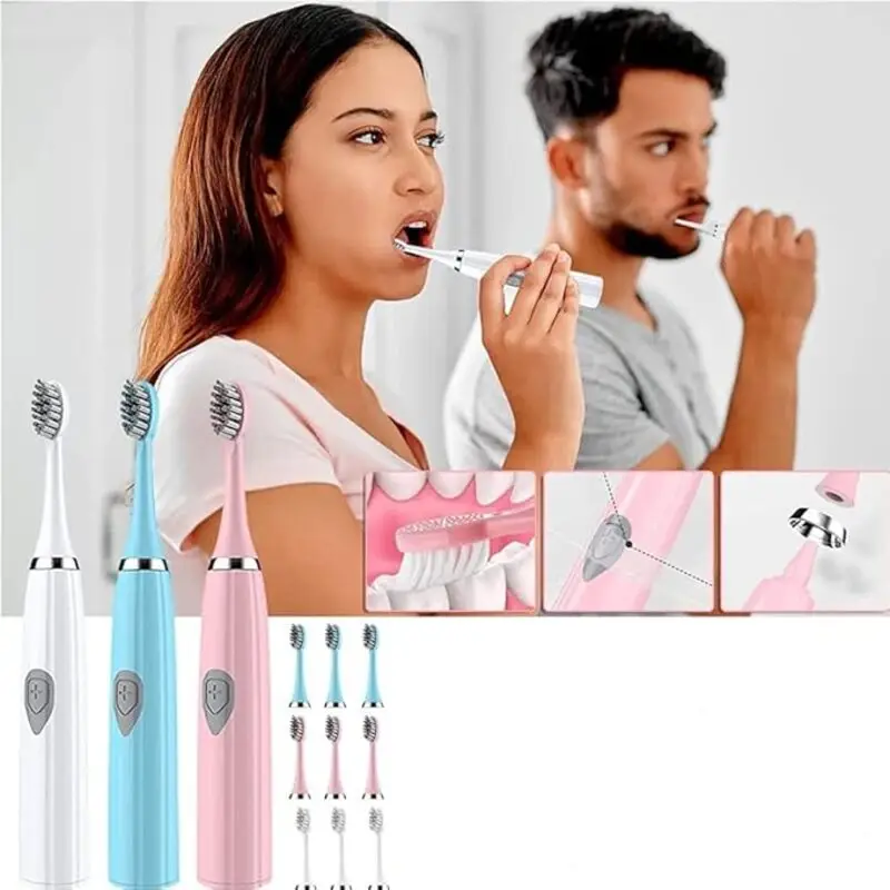 مسواک برقی شارژی صوتی IXYHKB – مناسب بزرگسالان و کودکان، رنگ آبی، دارای 5 حالت تمیزکننده، تایمر 2 دقیقه‌ای، 7 سری یدک