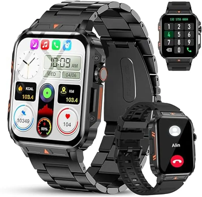 ساعت هوشمند LIGE برای آقایان و خانم‌ها – صفحه نمایش AMOLED لمسی، ضد آب IP68، بلوتوث، GPS و مانیتور سلامت