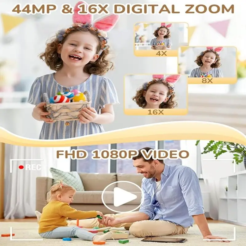 دوربین دیجیتال حرفه‌ای Jukanur مدل DC403 | کیفیت FHD 1080P، رزولوشن 44 مگاپیکسل، زوم دیجیتال 16 برابر، صفحه‌نمایش 2.4 اینچی، دارای 2 باتری یدک – مناسب کودکان، نوجوانان و مبتدی‌ها