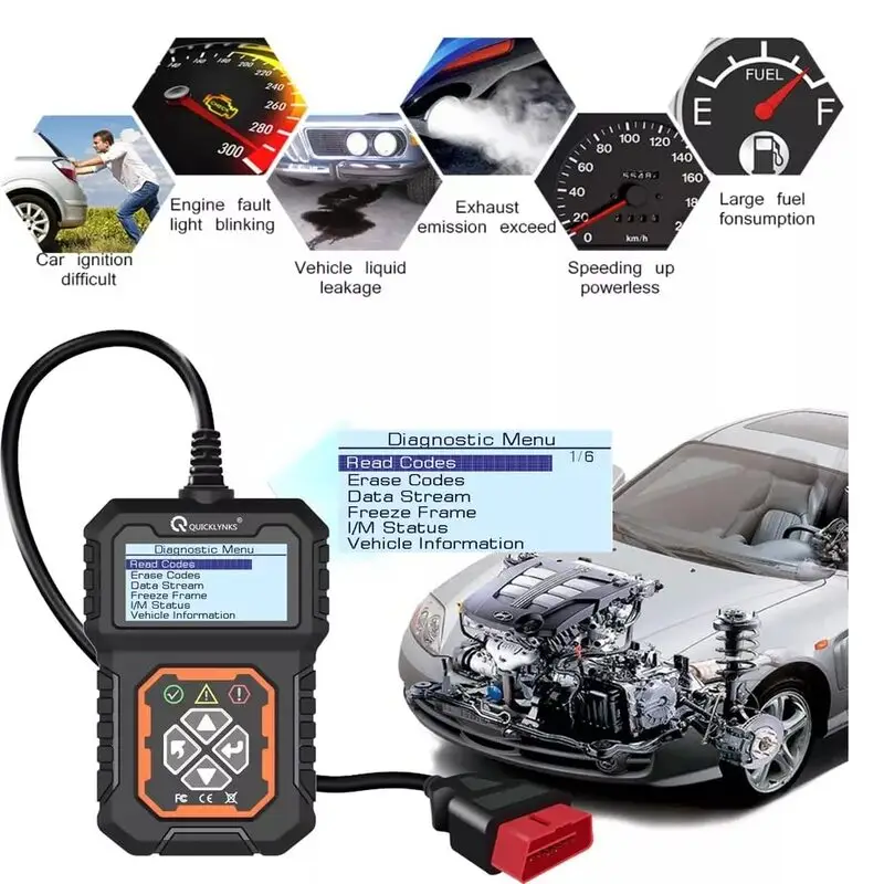 دستگاه عیب‌یاب خودرو QUICKLYNKS T31 | اسکنر کدهای خودرو OBDII و CAN با قابلیت خواندن و پاک کردن خطا