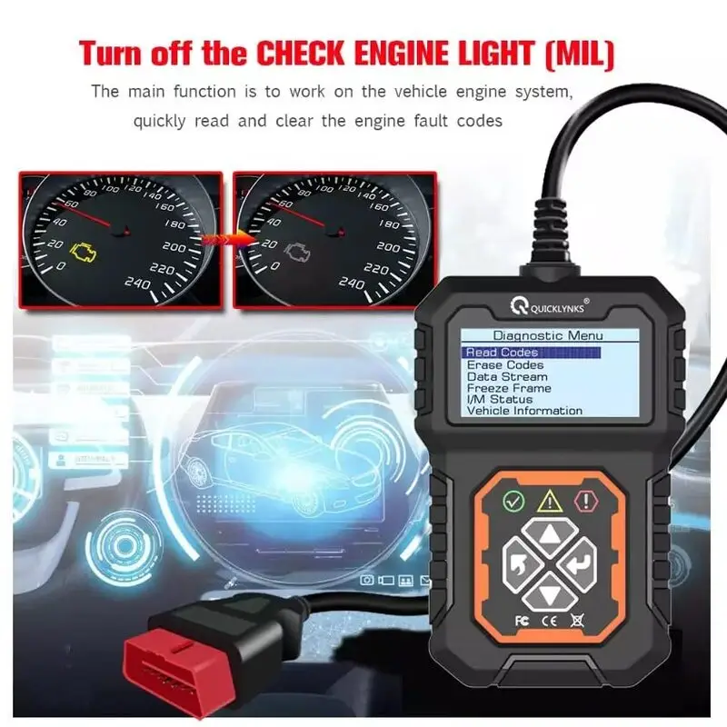 دستگاه عیب‌یاب خودرو QUICKLYNKS T31 | اسکنر کدهای خودرو OBDII و CAN با قابلیت خواندن و پاک کردن خطا