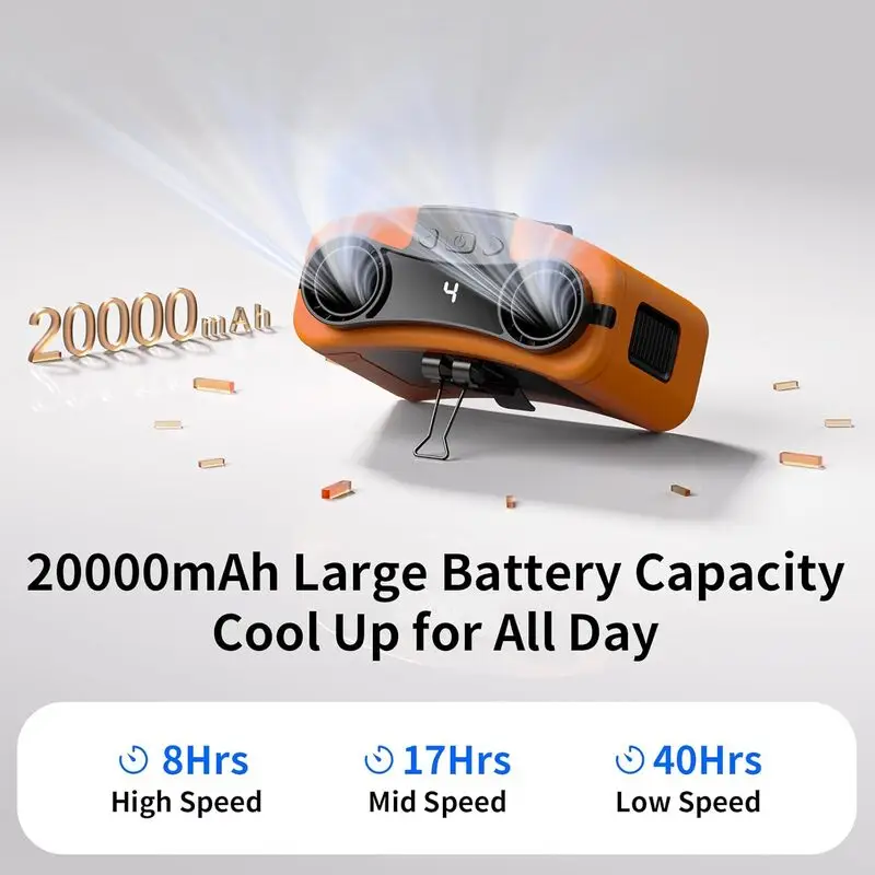 Socool فن پوشیدنی کمری 20000mAh | قابل شارژ، 10 سرعت، دو خروجی هوا، پاوربانک اضطراری