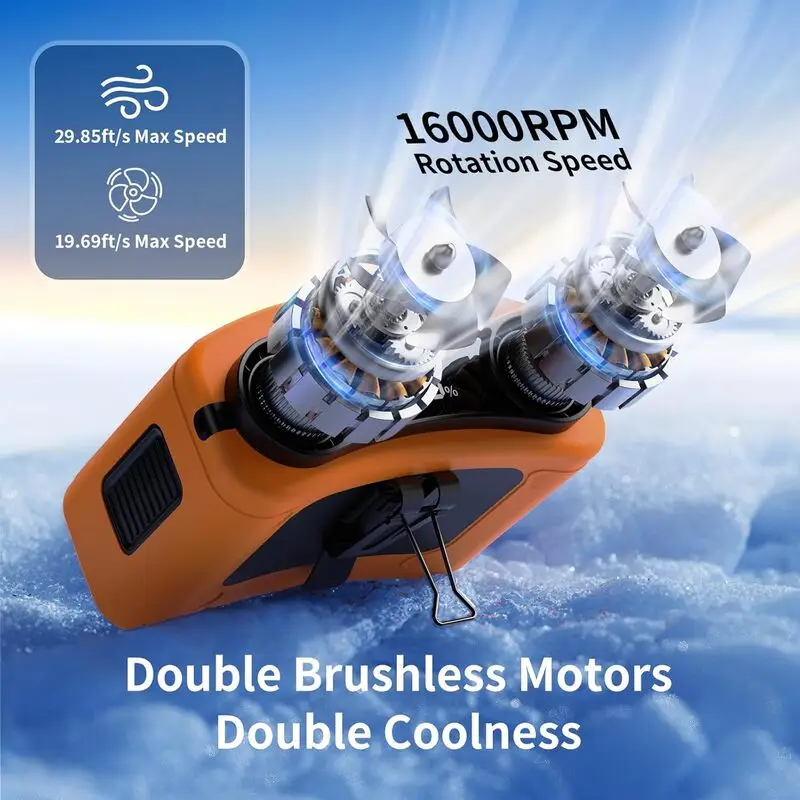 Socool فن پوشیدنی کمری 20000mAh | قابل شارژ، 10 سرعت، دو خروجی هوا، پاوربانک اضطراری