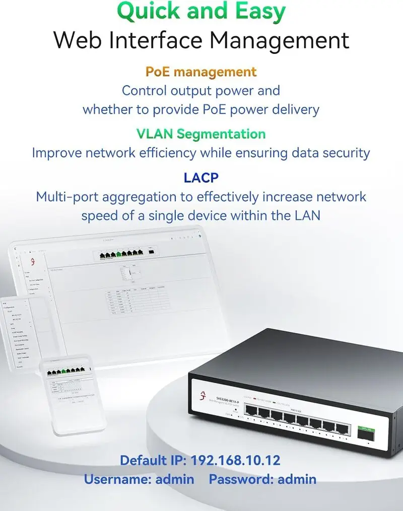 سوئیچ شبکه 2.5 گیگابیتی PoE+ مدیریتی 9 پورت XikeStor | 8×2.5G PoE + 1×10G SFP