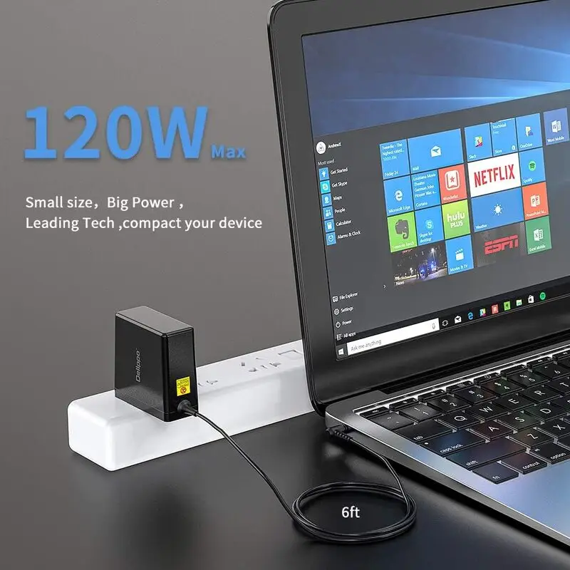 شارژر لپ‌تاپ MSI دلـیپو 120 وات | آداپتور 19V 6.32A Slim مخصوص سری Gaming با فیش 5.5×2.5