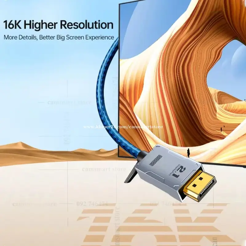 کابل دیسپلی پورت گیمینگ 2.1 حرفه‌ای | 16K 60Hz, 8K 120Hz Ultra HD Gaming برای PC و لپ‌تا