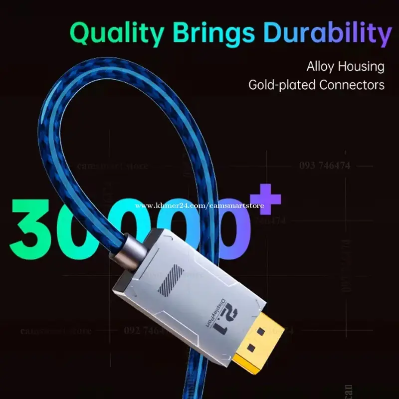 کابل دیسپلی پورت گیمینگ 2.1 حرفه‌ای | 16K 60Hz, 8K 120Hz Ultra HD Gaming برای PC و لپ‌تا