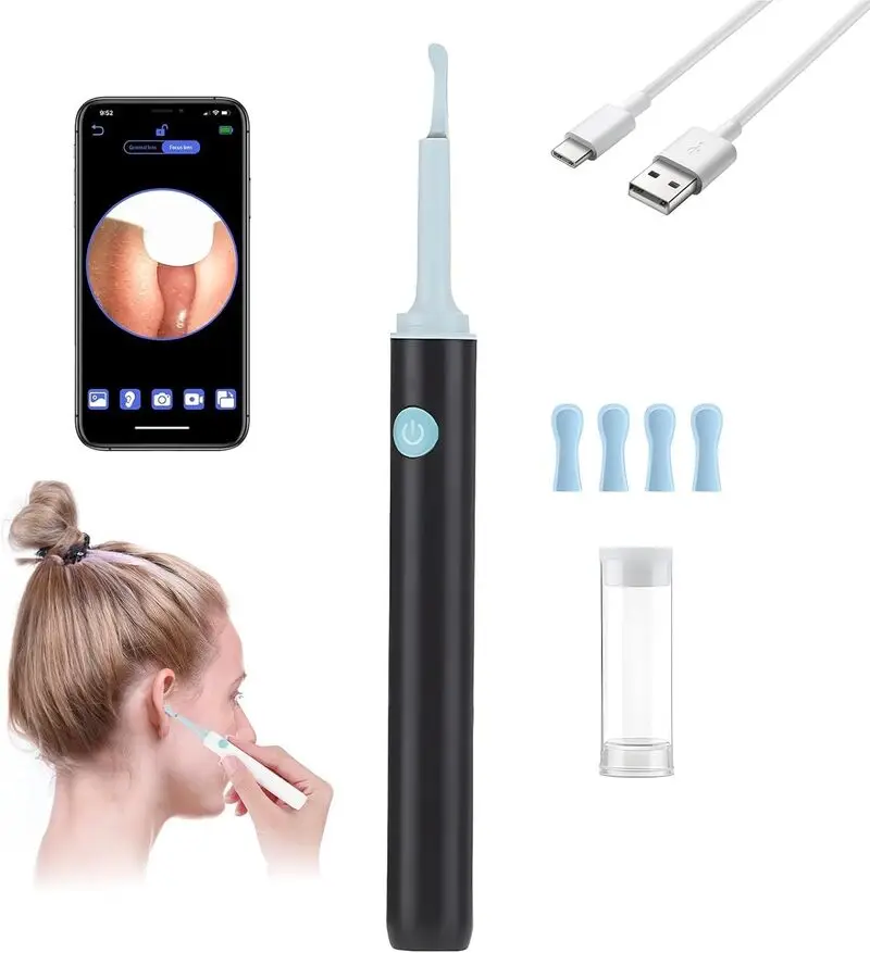 گوش پاک کن هوشمند تصویری 4K با نور LED – سازگار با iOS و Android