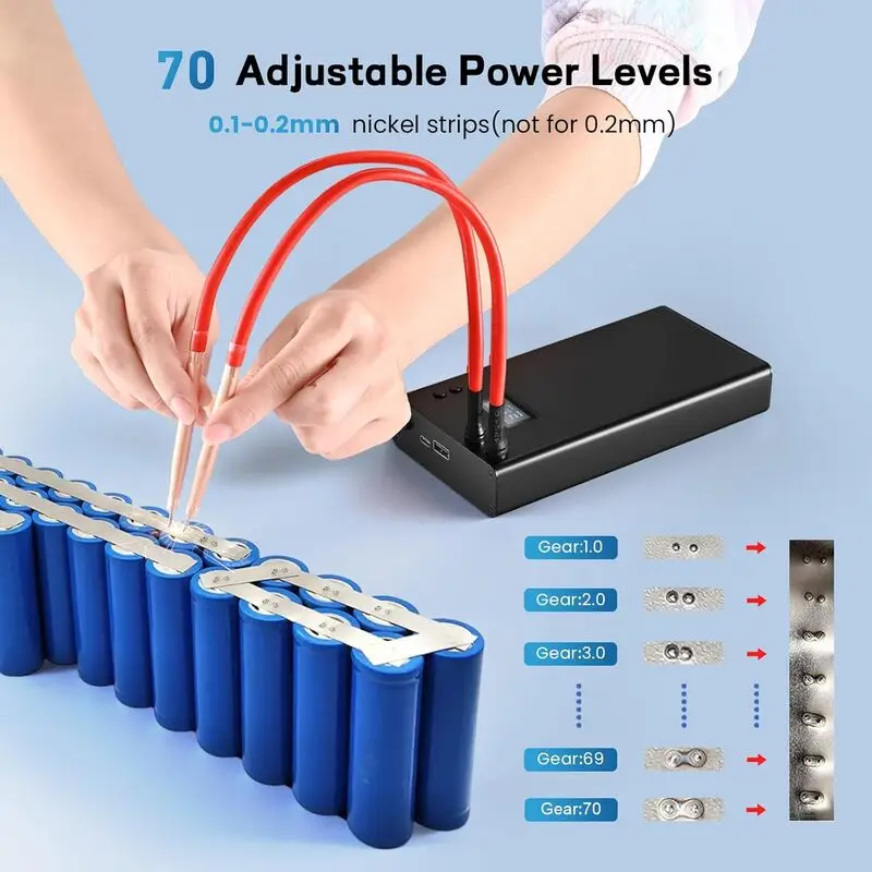 مینی دستگاه جوش نقطه‌ای 70 دنده Ovshnrr | پرتابل،باتریMAH 10000 ، نمایشگر LCD و پاوربانک